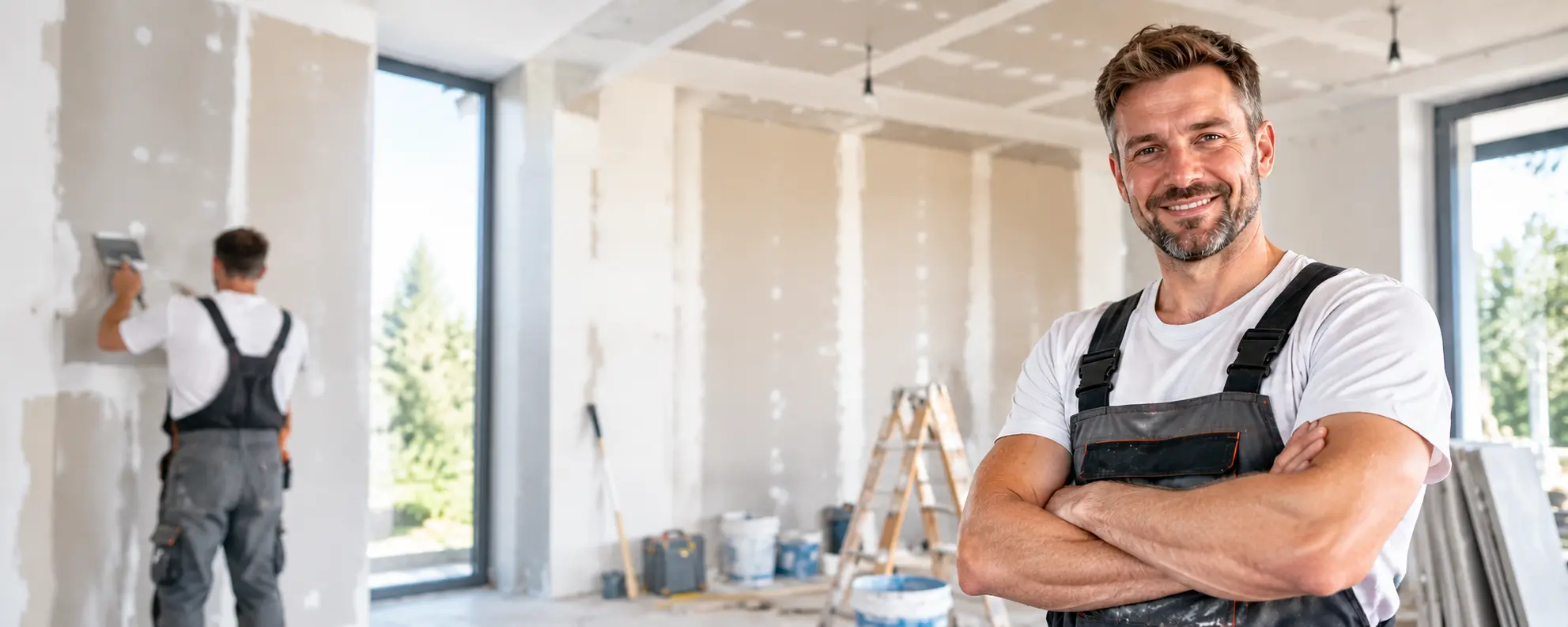 Lächelnder Handwerker bei der Renovierung